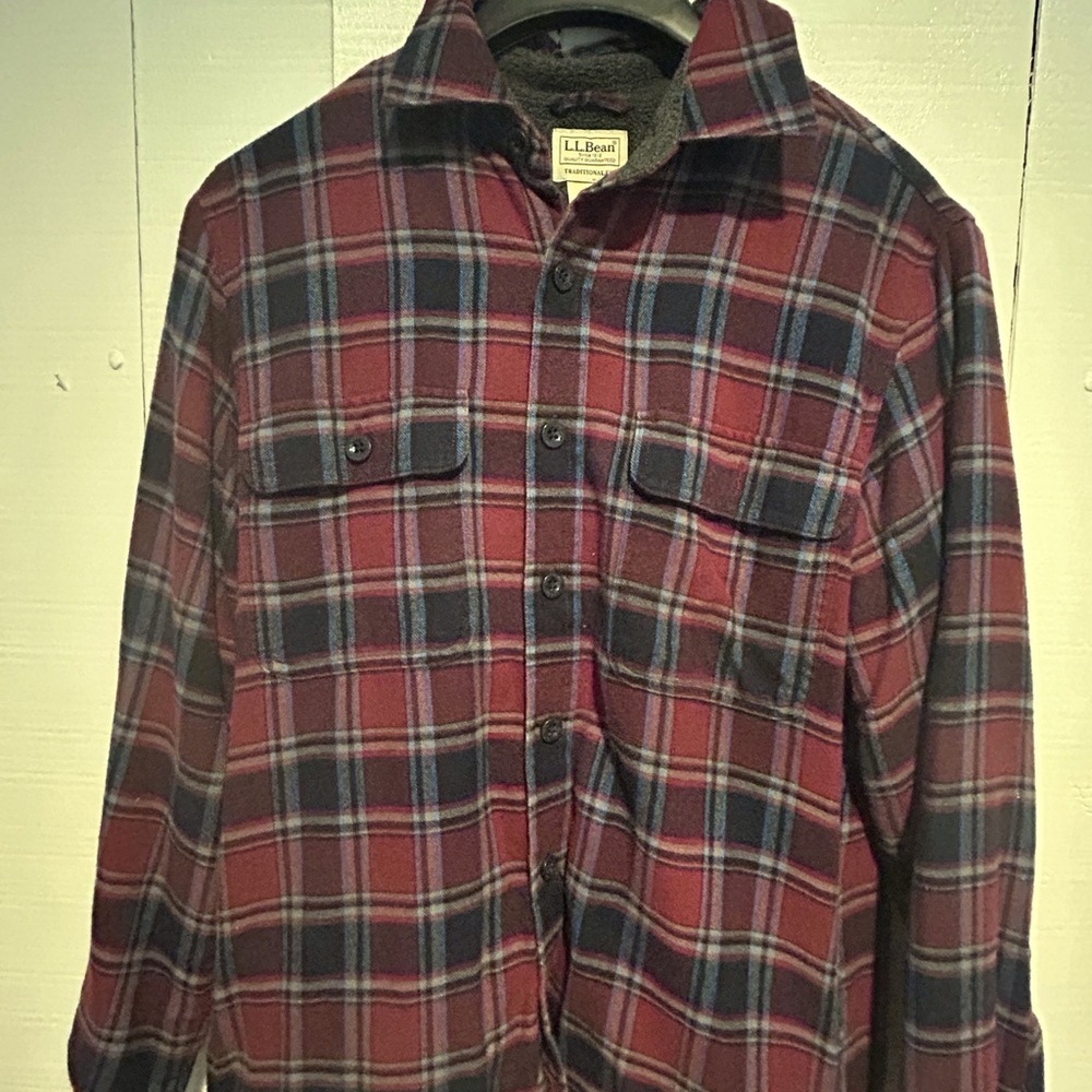 L.L. Bean Burgundy and Gray Flannel Shirt